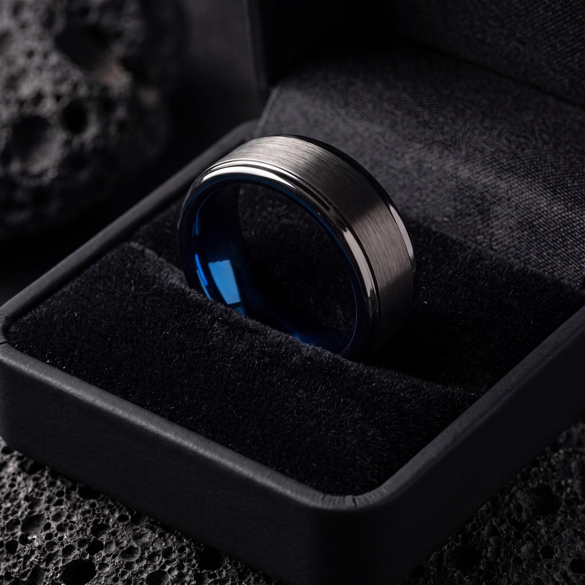 Wedding Band,Mens Tungsten Wedding Band,Matching Wedding Bands,Mens Wedding Band Engraved,Male Wedding Band Gunmetal 6mm,Mens Rings Blue,For