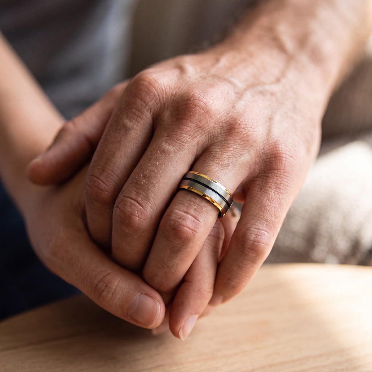 Mens Wedding Band Tungsten,Men Wedding Band,Wedding Rings Sets His and Hers,Chunky Gold Ring,Silver Set Mens,Black Metal,Blue Wedding Ring,8