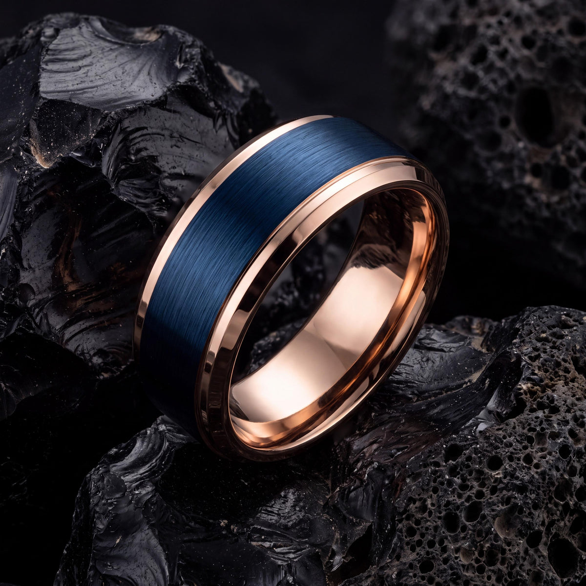 Tungsten Wedding Band,Mens Tungsten Wedding Band,Wedding Bands Women Unique,Male Wedding Band,Rose Gold Cursive Letters,Dusty Blue Wedding,8