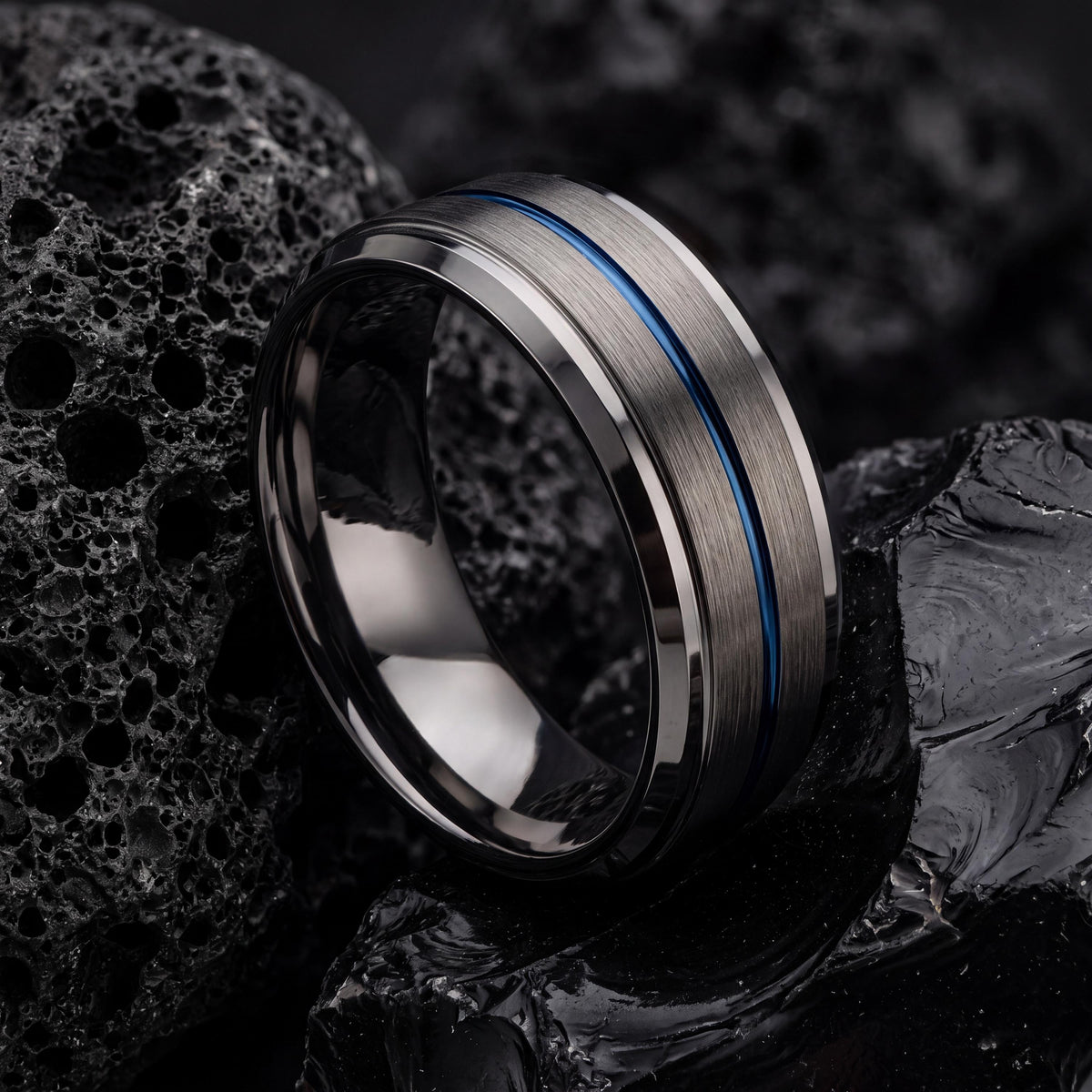 Wedding Bands,Tungsten Wedding Band,Wedding Rings,Curved Wedding Bands,Male Wedding Band Gunmetal 6mm,Blue Rings,For,Gifts,Anniversary,First