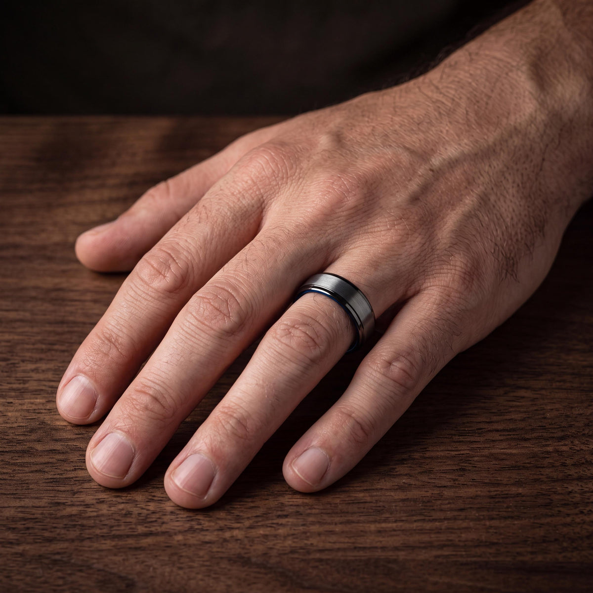 Mens Wedding Band Tungsten,Curved Wedding Band,Wedding Bands Set His and Hers Unique,Gunmetal,Silver Mens Wedding Band,Blue Wedding Bands,10