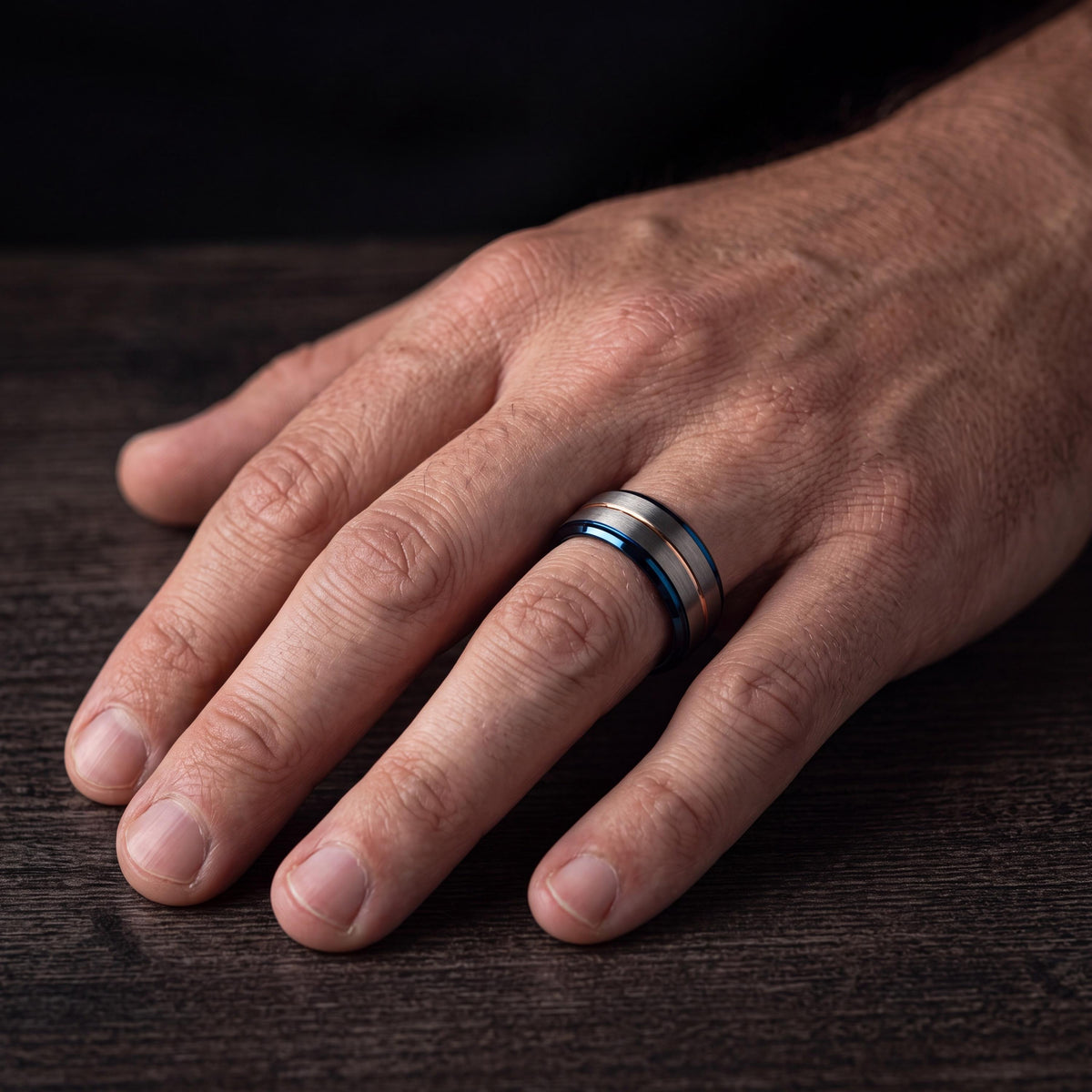 Wedding Ring,Tungsten Wedding Band,Men Wedding Band,Unisex Wedding Ring,Silver Thick Band Rings,Rose Gold Jewelry,Dainty Blue Ring Stackable