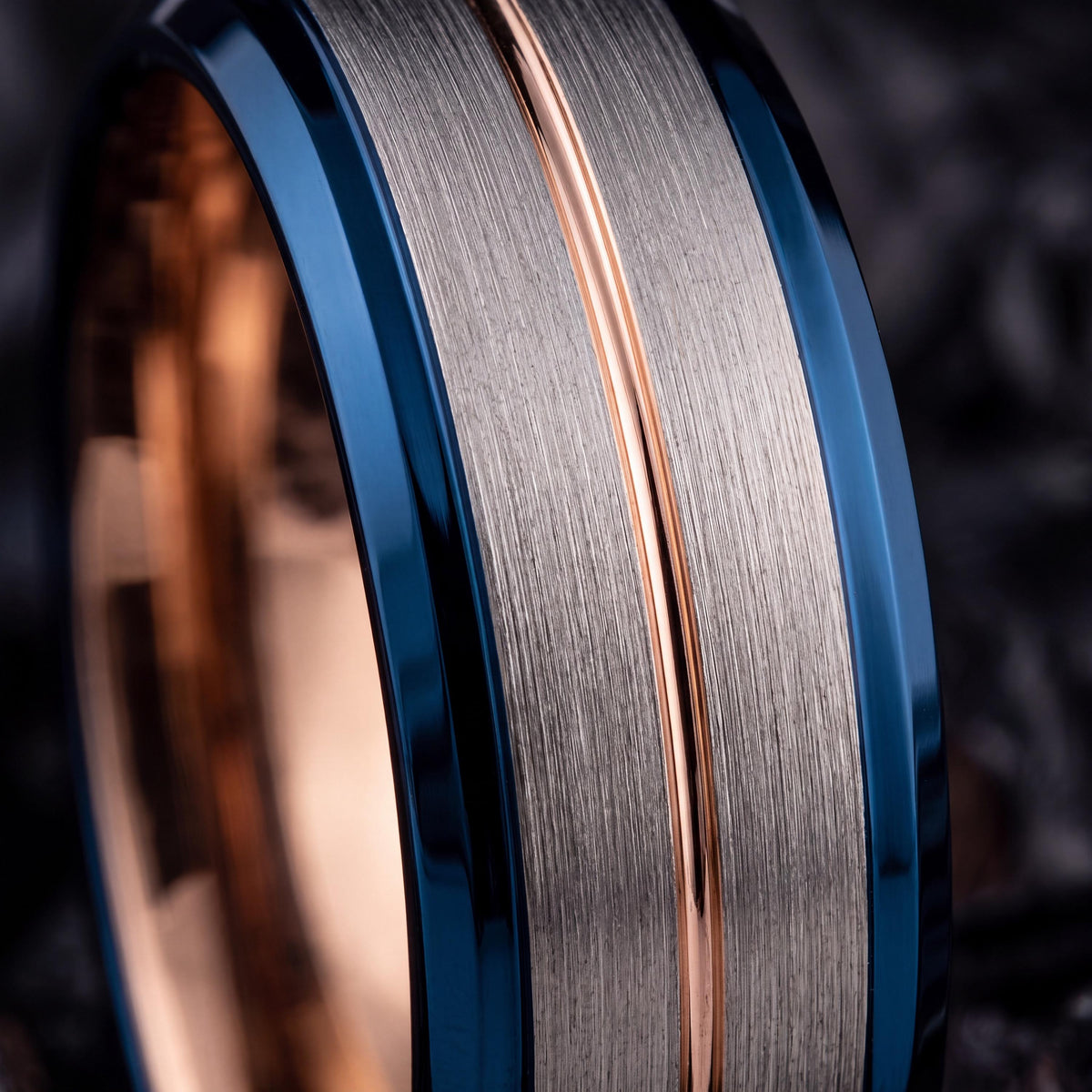 Wedding Ring,Tungsten Wedding Band,Men Wedding Band,Unisex Wedding Ring,Silver Thick Band Rings,Rose Gold Jewelry,Dainty Blue Ring Stackable