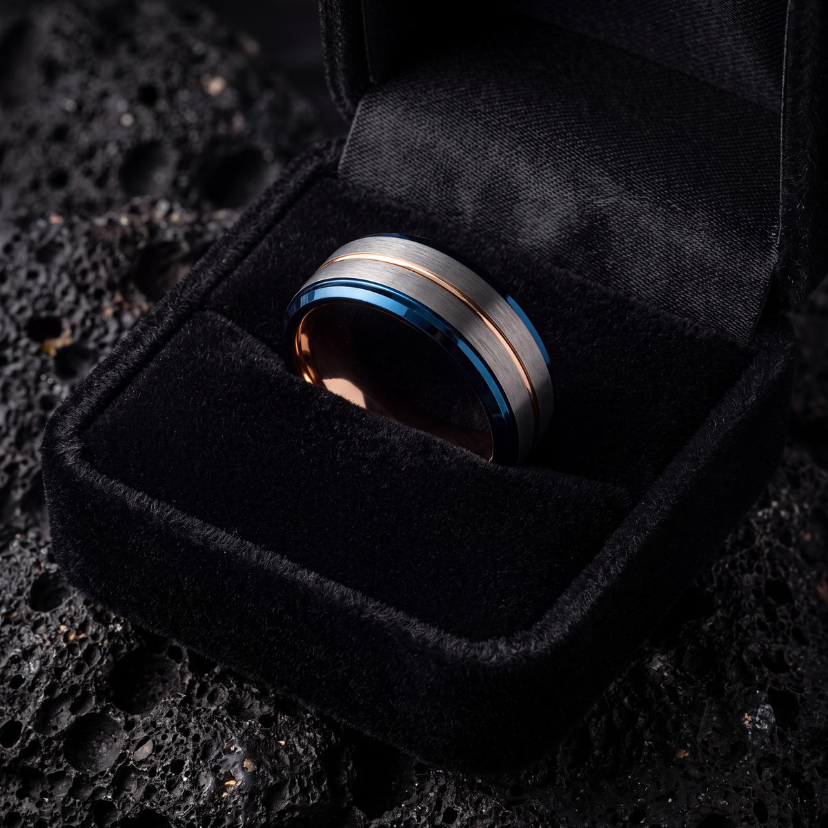 Wedding Ring,Tungsten Wedding Band,Men Wedding Band,Unisex Wedding Ring,Silver Thick Band Rings,Rose Gold Jewelry,Dainty Blue Ring Stackable