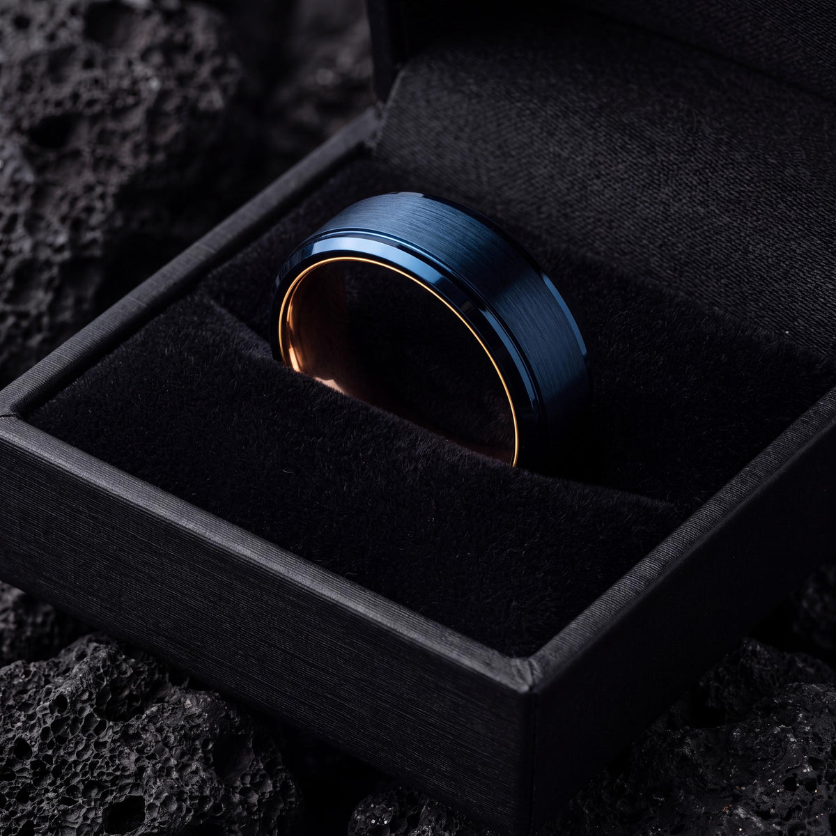 Tungsten Wedding Band,Mens Tungsten Wedding Band,Wedding Bands Women Unique,Wedding Ring Set His and Her,Rose Gold Couple Rings,Blue Rings,8