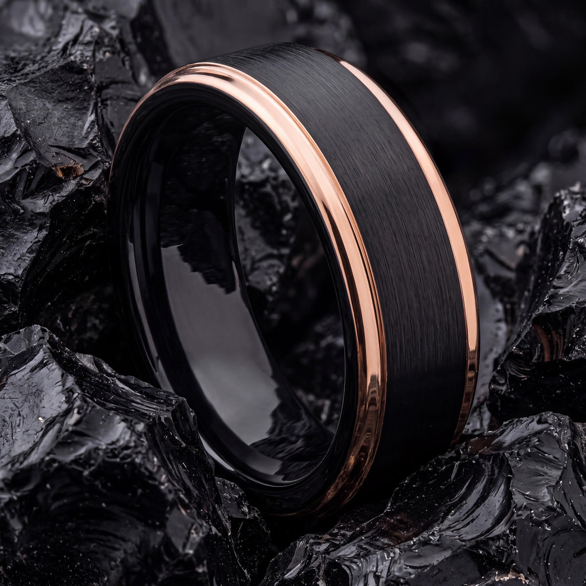 Unique Mens Wedding Band,Mens Thin Wedding Band,Black Rose Gold Wedding Band Tungsten,Rose Gold Mens Wedding Band,Mens Black Wedding Band,10