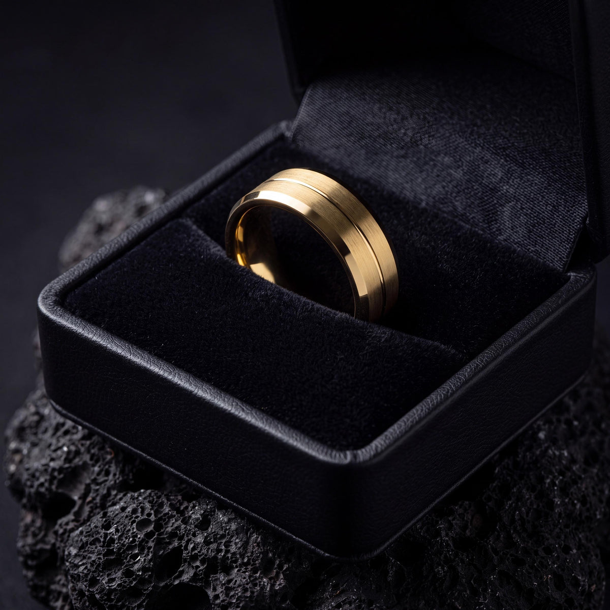 Mens Wedding Band Gold | 8mm Tungsten Ring For Men Gold | Personalized Gift For Men | Christmas Gifts For Her | Gold Engagement Rings