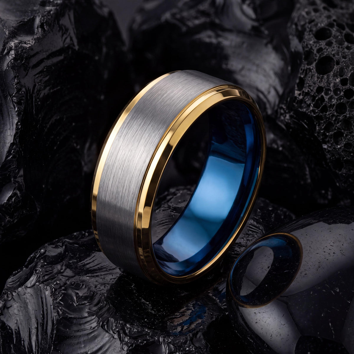 Tungsten Wedding Band,Mens Tungsten Wedding Band,Men Wedding Band,Wide Wedding Bands Women,Custom Gold Ring,Silver Thumb Ring,Mens Blue Ring