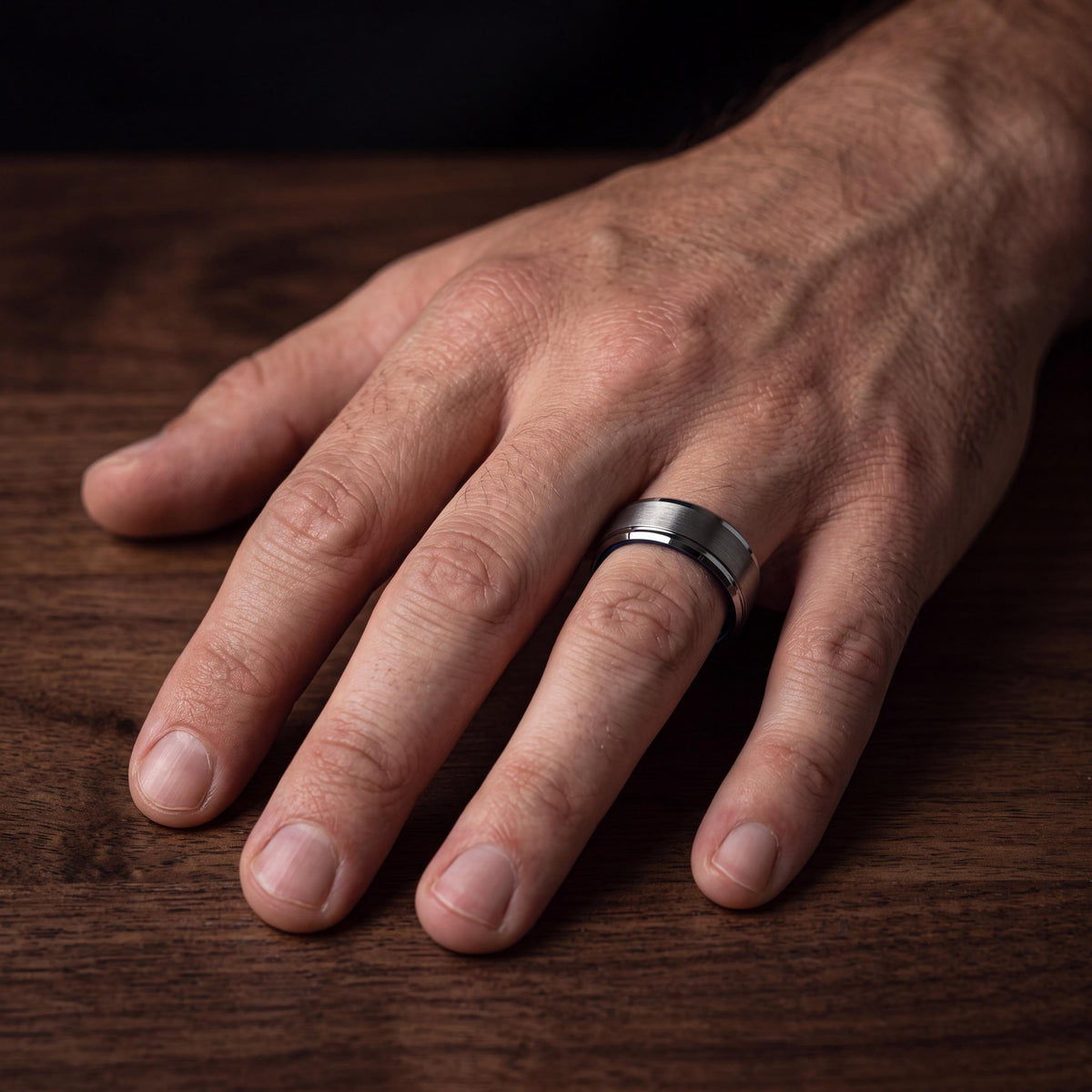 Wedding Band,Mens Tungsten Wedding Band,Wedding Band Set,Two Tone Wedding Band Set,Mens Wedding Ring Silver And Blue,Silver Set Mens,Blue,10