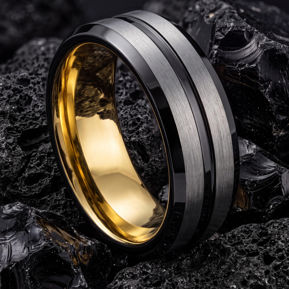 Wedding Ring,Tungsten Wedding Band,Unique Wedding Band,Matching Wedding Rings Set,Gold Stacking Ring,Silver Wedding Ring,Mens Black Rings,10