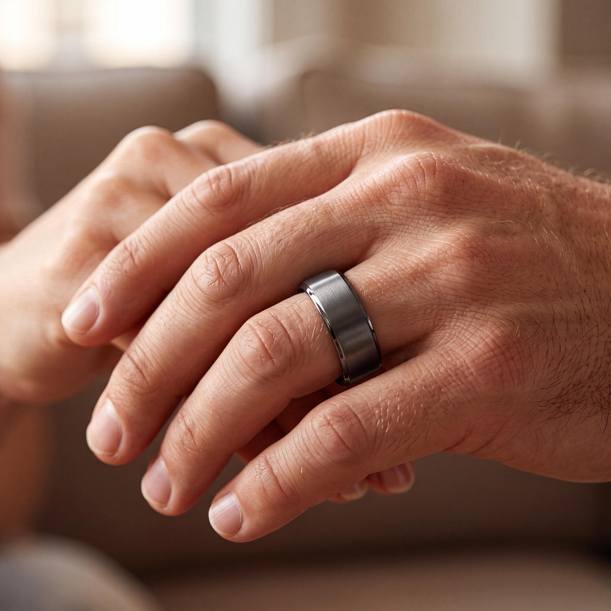 Wedding Band,Mens Tungsten Wedding Band,Matching Wedding Bands His and Hers,Wedding Band Set His and Hers Unique,Gunmetal Men Wedding Band,8