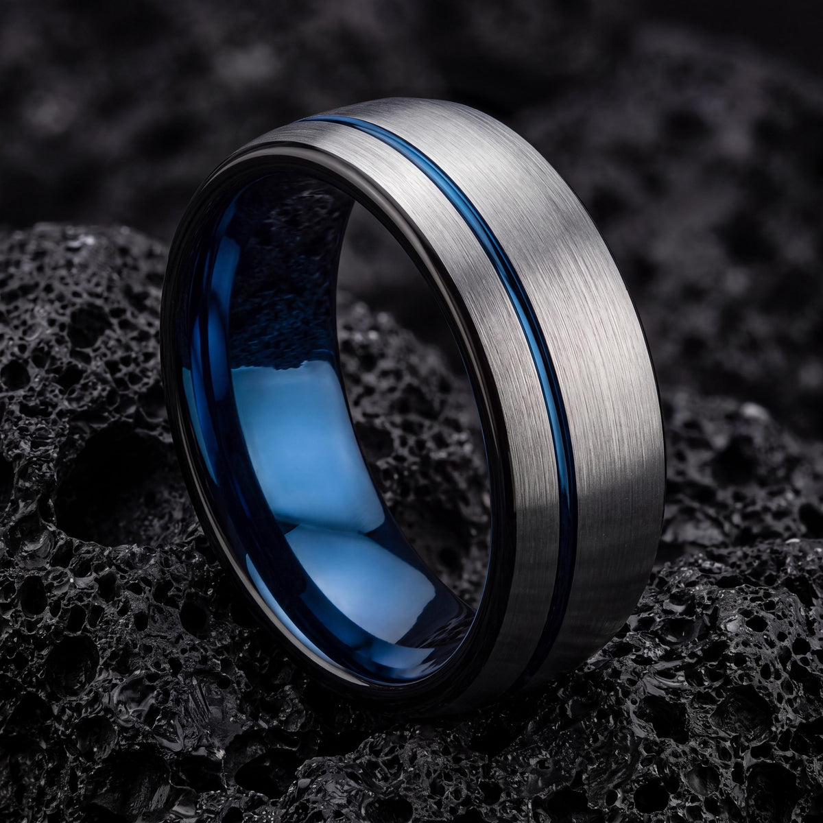 Wedding Ring,Mens Wedding Band Tungsten,Wedding Band Set,Wedding Band Engagement,Silver Thick Band Rings,Set Of 2 Black,Blue Wedding Ring,10