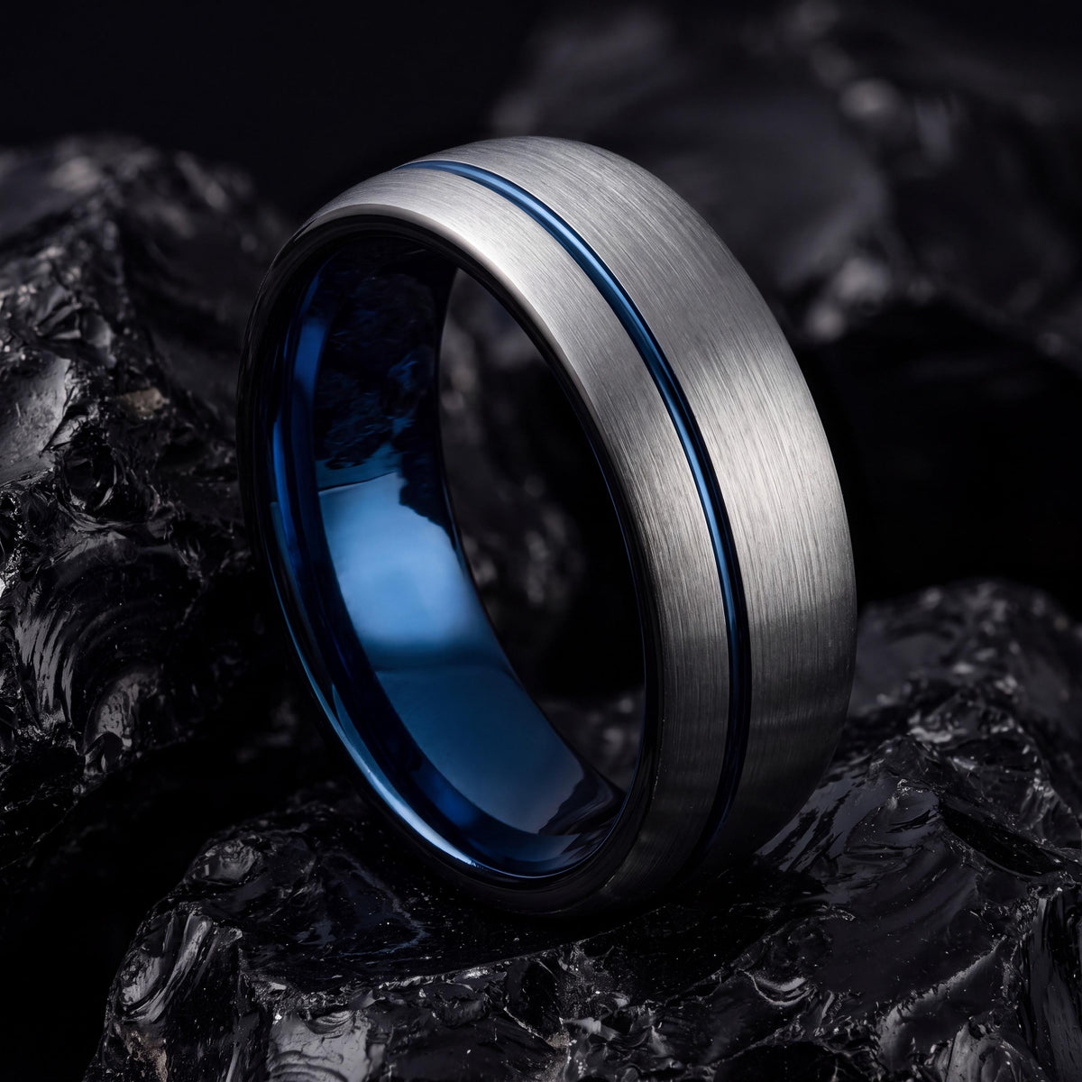 Wedding Ring,Mens Wedding Band Tungsten,Wedding Band Set,Wedding Band Engagement,Silver Thick Band Rings,Set Of 2 Black,Blue Wedding Ring,10