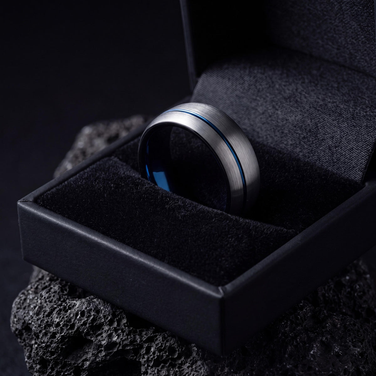 Wedding Ring,Mens Wedding Band Tungsten,Wedding Band Set,Wedding Band Engagement,Silver Thick Band Rings,Set Of 2 Black,Blue Wedding Ring,10
