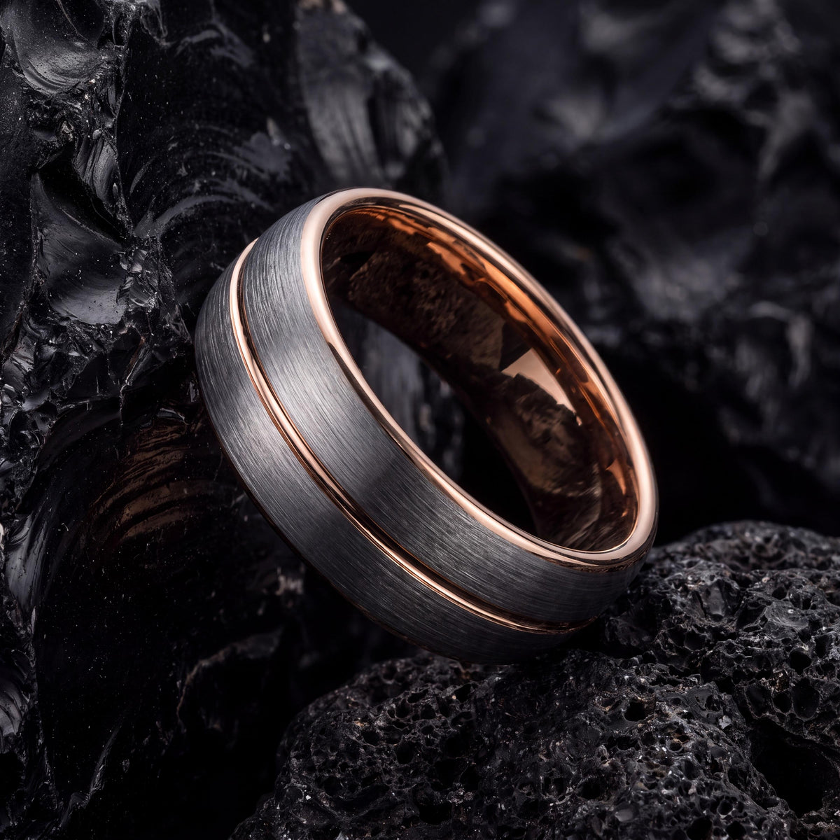Tungsten Wedding Band,Unique Wedding Rings,Wedding Rings Sets His and Hers,Silver Rose Ring,Silver Big Ring,Female Rose Gold Wedding Band,10