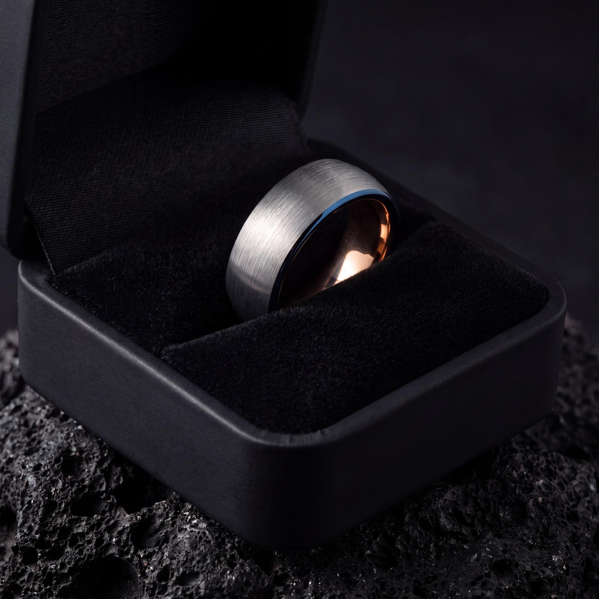 Wedding Band,Tungsten Wedding Band,Wedding Bands Women Unique,Wedding Band Women Thin,Silver Ring Set,Rose Gold Cursive Letters,Blue Rings,8