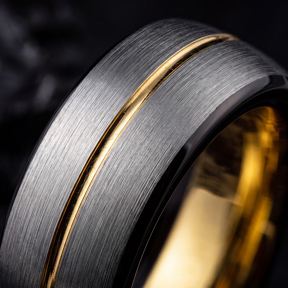 Tungsten Carbide Wedding Band, 18k Gold Plated, Comfort Fit