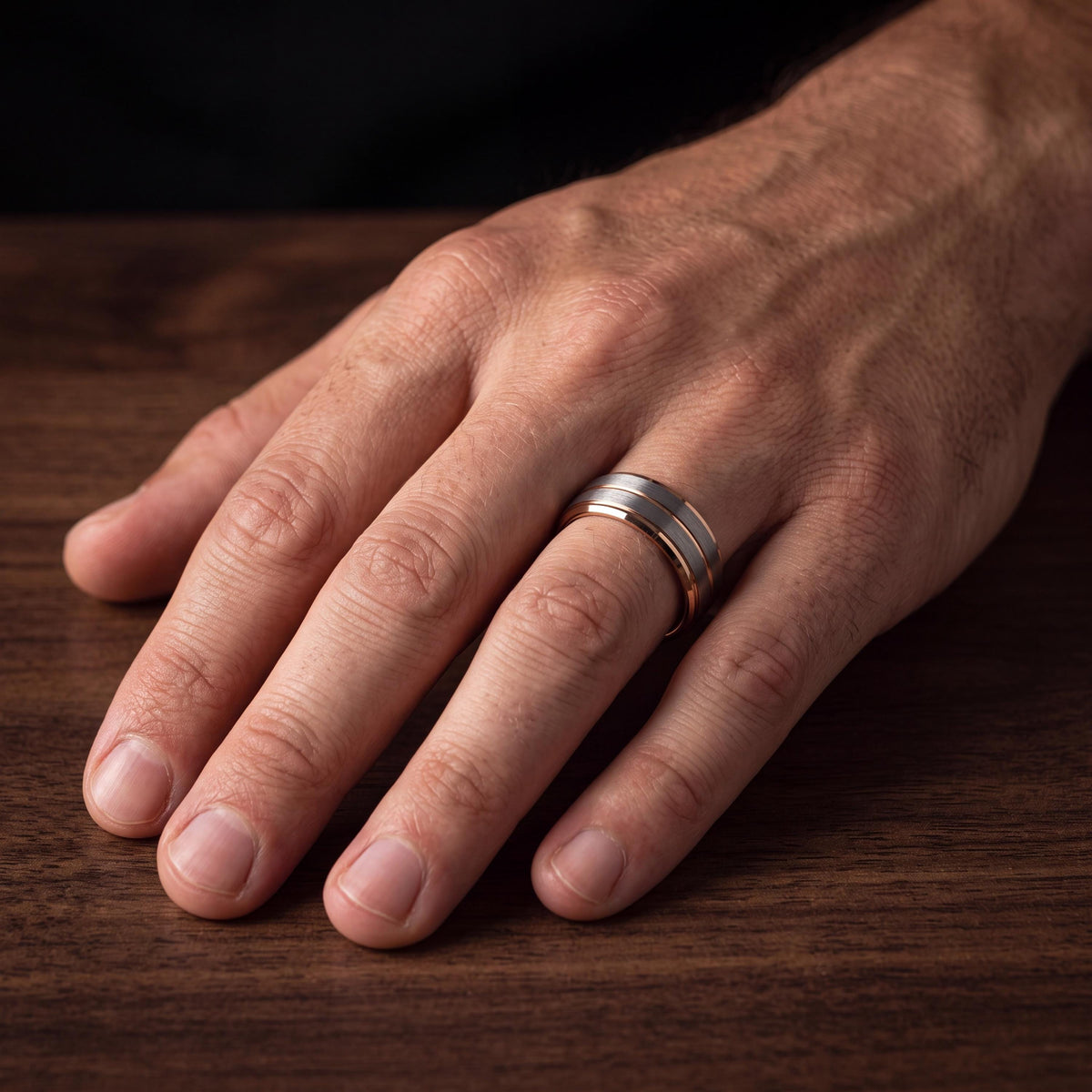 Mens Tungsten Wedding Band,His and Hers Wedding Bands,Man Wedding Bands,Silver Rose Ring,Mens Wedding Bands Silver,Rose Gold Stacking Ring,8