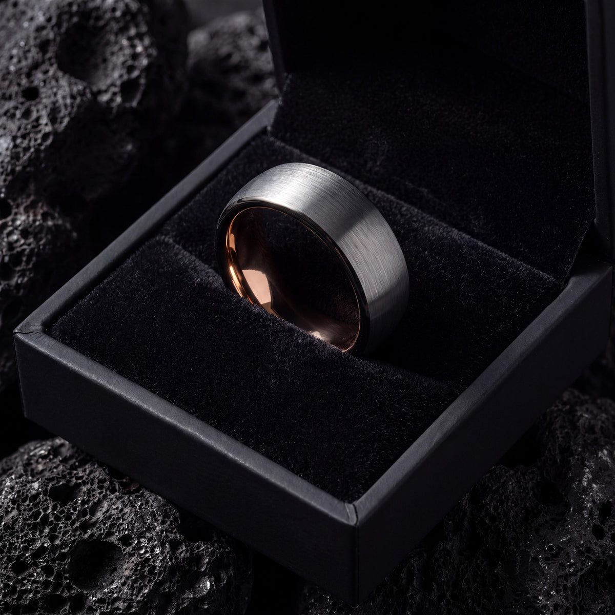 Tungsten Wedding Band,Mens Wedding Band Tungsten,Unique Wedding Rings,Wedding Bands Minimalist,Gunmetal,Grey,Female Rose Gold Wedding Band,1