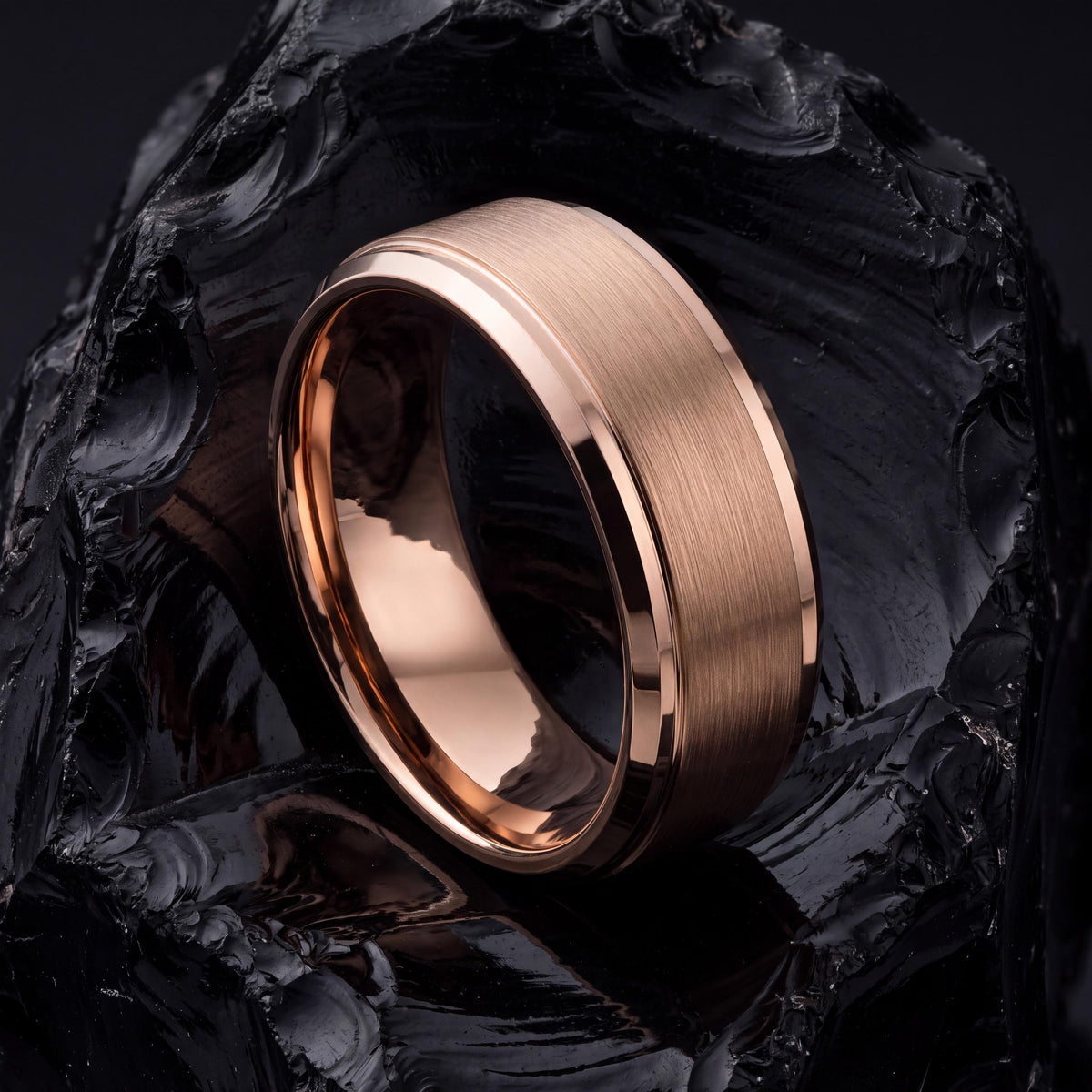 Brushed Rose Gold Wedding Ring, Womens Mens Wedding Band, Engagement Ring, Promise, Unique Gift for men, Women,Wedding Bands Women, Tunsgten