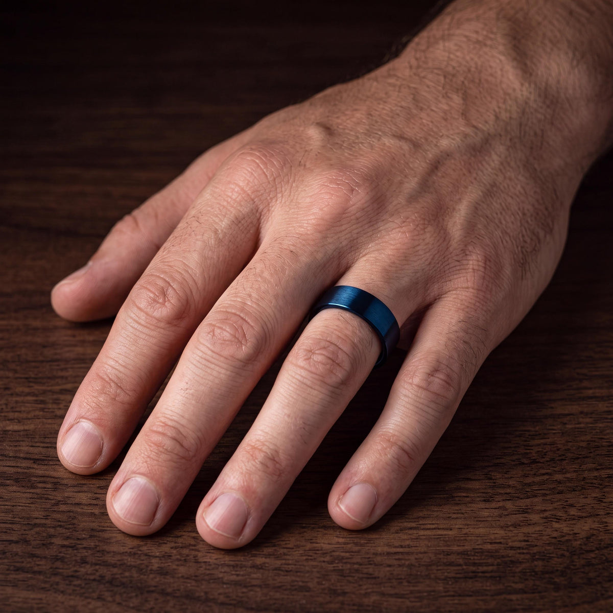 Royal Blue Tungsten Carbide Wedding Band, Comfort Fit