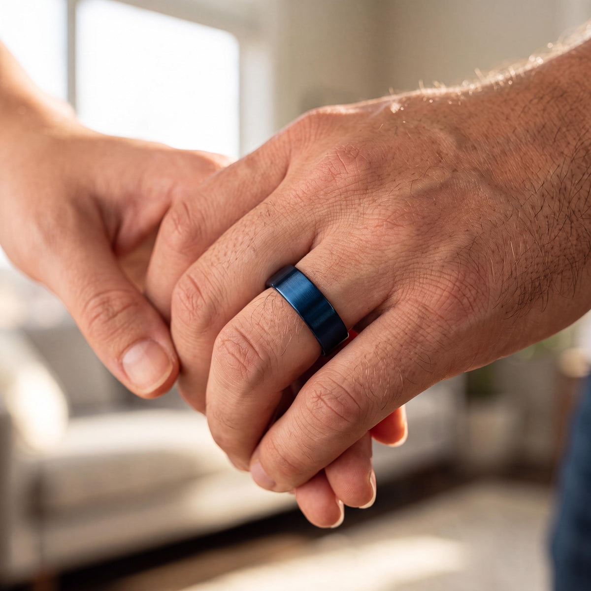 Royal Blue Tungsten Carbide Wedding Band, Comfort Fit