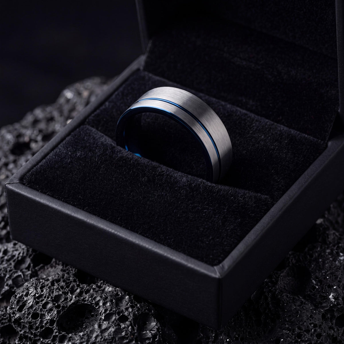 Mens Wedding Band Tungsten,Womens Wedding Bands,Mens Wedding Bands Unique,Blue And Silver Ring,Silver Tungsten Rings Set,Blue Wedding Ring,1