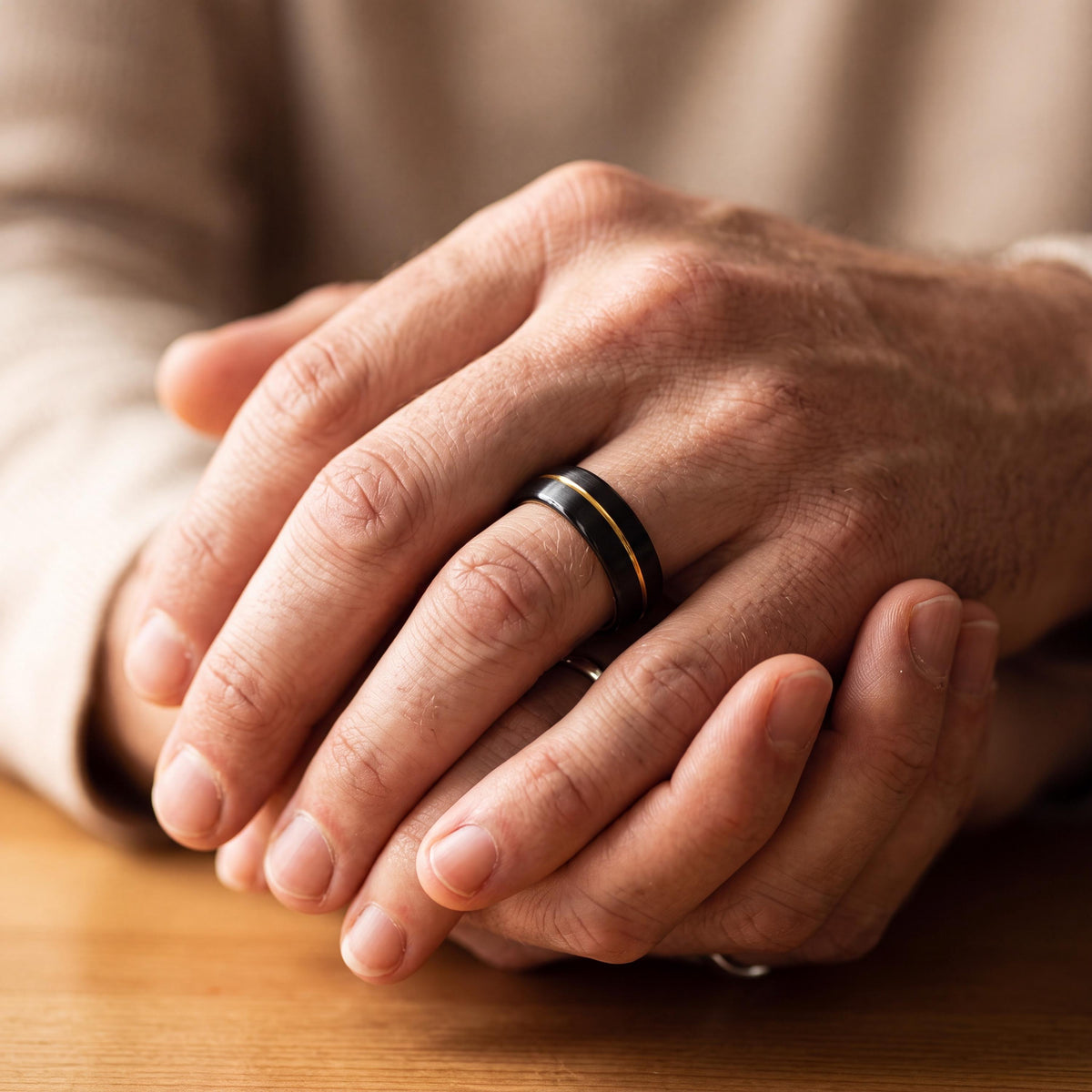 Black Wedding Band, Mens Ring, Gold Tungsten Ring, Promise Ring, Engagement Gifts For Couple, Anniversary Gifts For Girlfriend, Teacher Gift