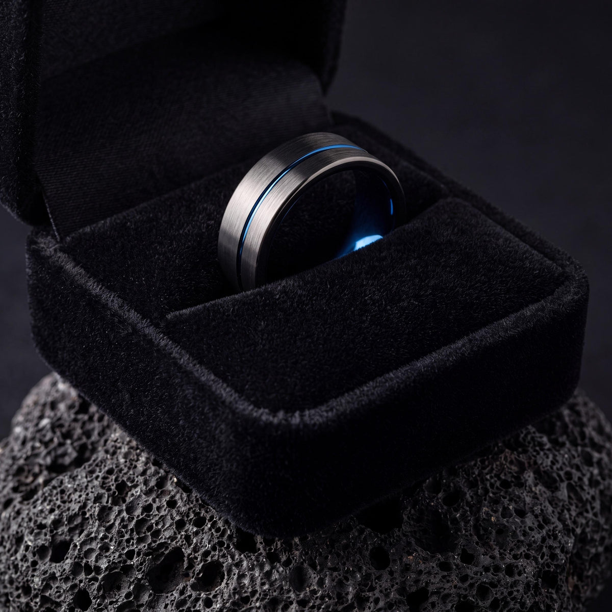Tungsten Wedding Band,Mens Wedding Band Tungsten,Curved Wedding Band,Matching Wedding Rings,Male Wedding Band Gunmetal 8mm,Thin Blue Line,10