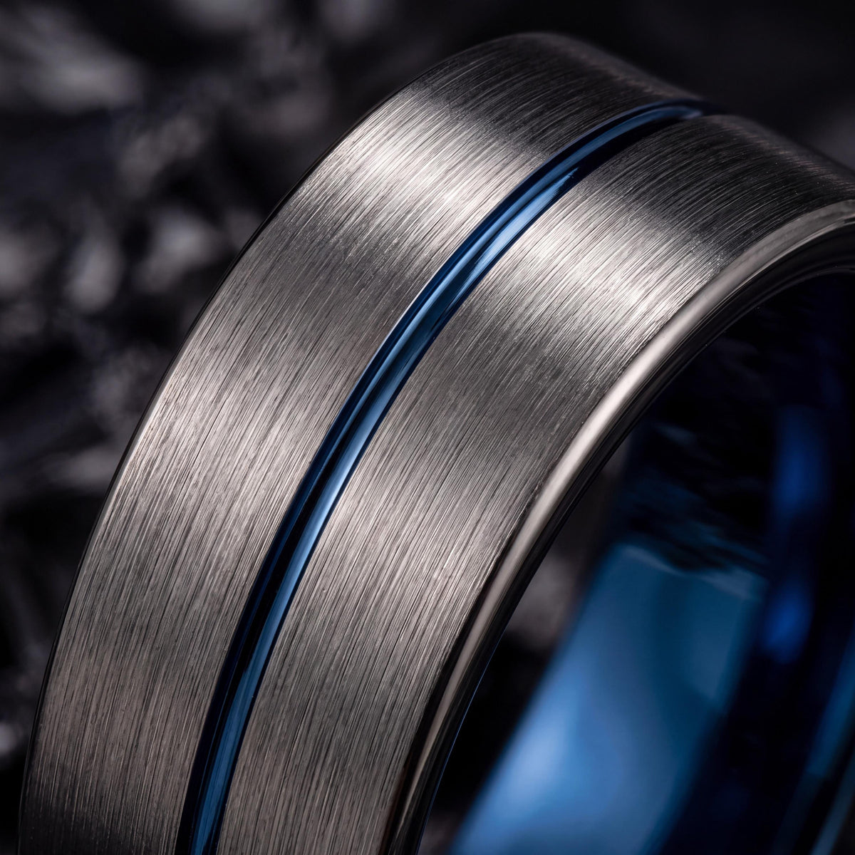 Mens Wedding Band,Tungsten Wedding Band,Wedding Bands Set,Wedding Ring Set Women,Male Wedding Band Gunmetal 6mm,Dainty Blue Ring Stackable,8