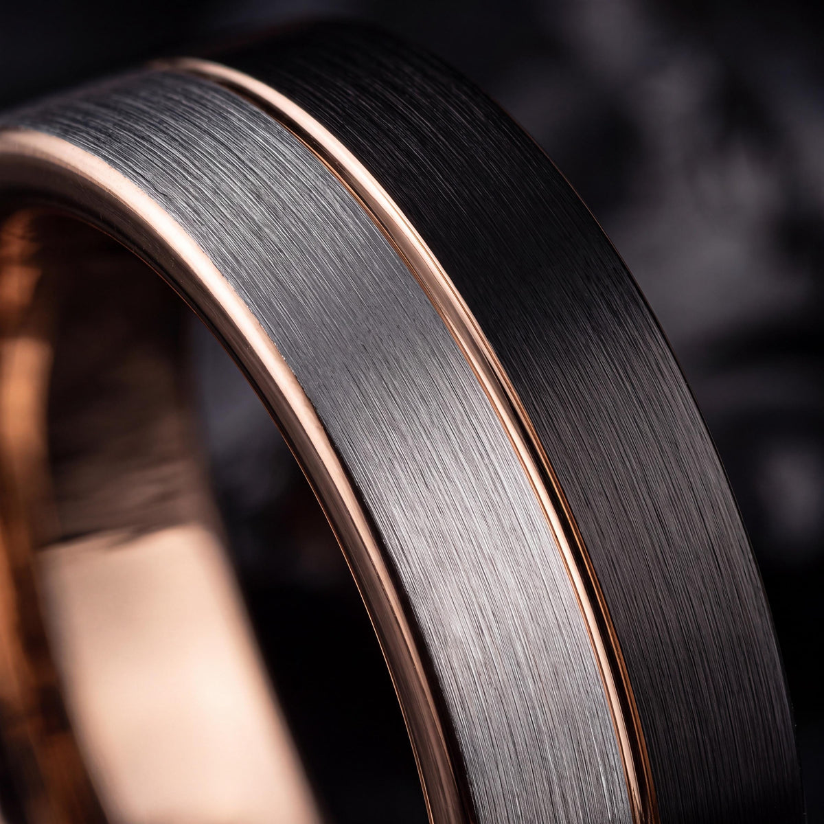 Wedding Band Set,Two Tone Mens Wedding Rings,Rose Gold and Black Tungsten Wedding Band,Silver Chunky Rings,Rose Gold Rings,Metallic Black,10