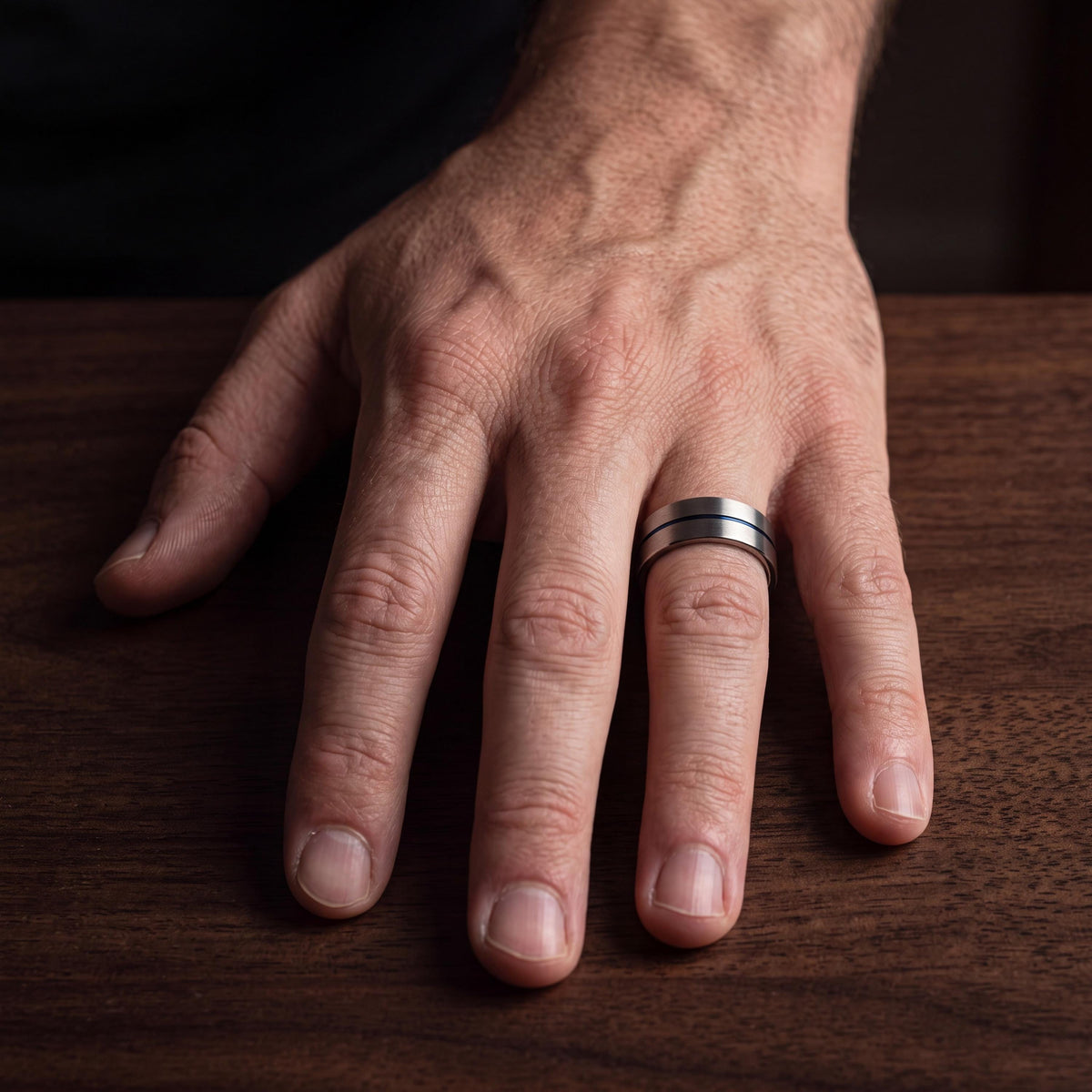 Wedding Ring,Mens Tungsten Wedding Band,Wedding Rings,Two Tone Mens Wedding Rings,Blue And Silver Ring,Mens Heavy Silver Ring,Blue Wide Ring