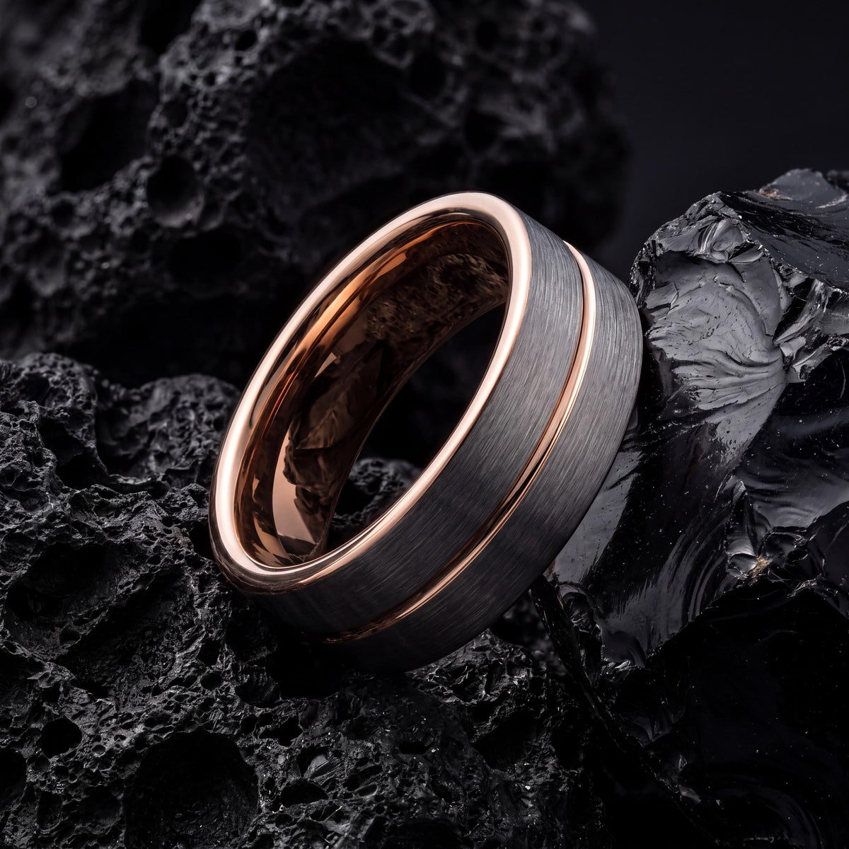 Tungsten Wedding Band,His And Hers Wedding Bands,Mens Thin Wedding Band,Silver Rose Ring,Statement Casual Ring Silver,Rose Gold Blue Ring,10