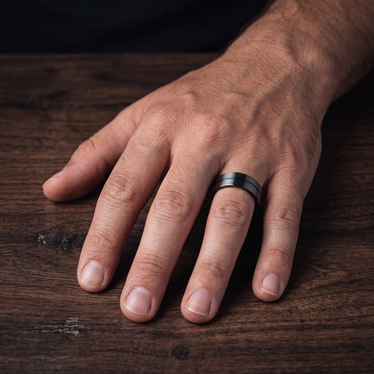Wedding Band,Mens Tungsten Wedding Band,Matching Wedding Bands His And Hers,Two Tone Wedding Band Set,Gunmetal Men Wedding Band,Blue Rings,1