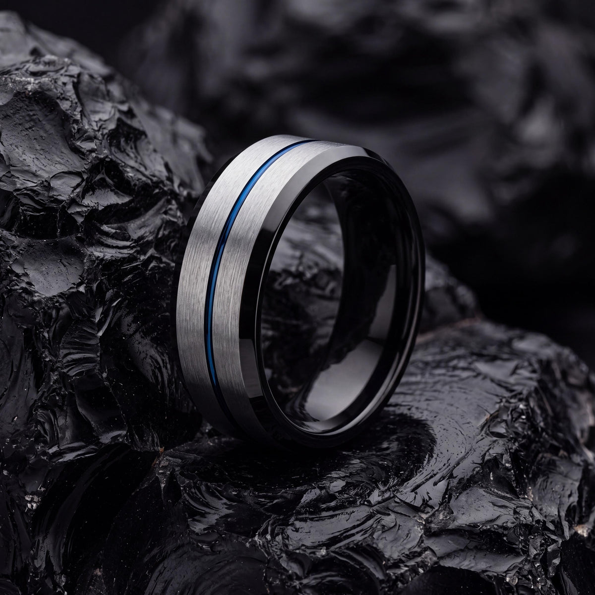 Mens Wedding Band Tungsten,Womens Wedding Bands,Mens Wedding Band Engraved,Initial Ring Silver,Black Mens Wedding Band,Dusty Blue Wedding,10