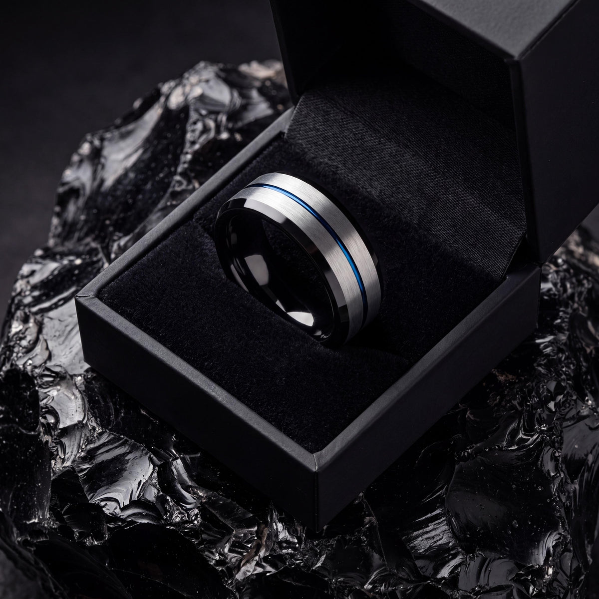 Mens Wedding Band Tungsten,Womens Wedding Bands,Mens Wedding Band Engraved,Initial Ring Silver,Black Mens Wedding Band,Dusty Blue Wedding,10