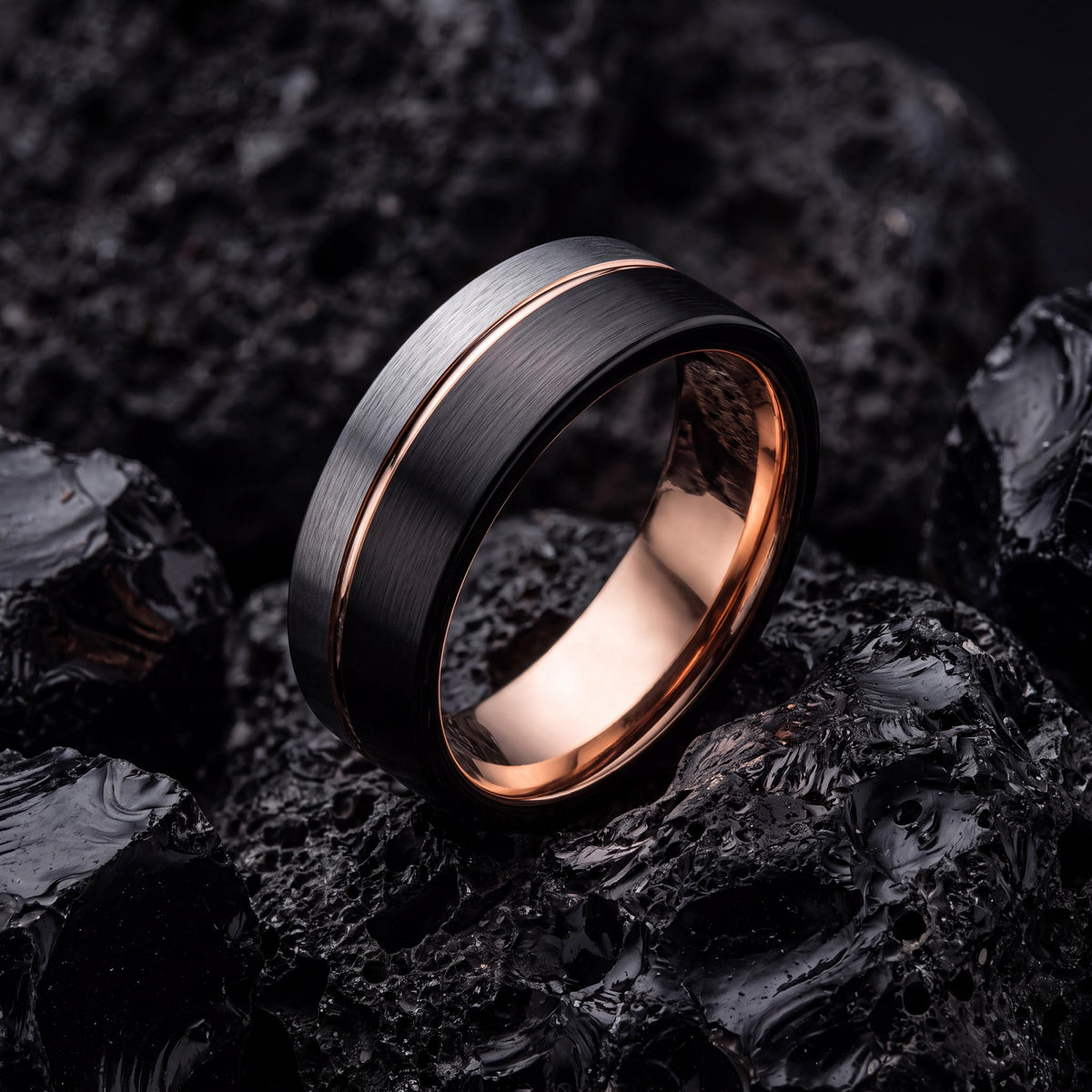 Black Tungsten Ring, Silver Wedding Band Men, Rose Gold Ring, Engagement Rings Sets, Best Friend Birthday Gifts, Boyfriend Christmas Gift