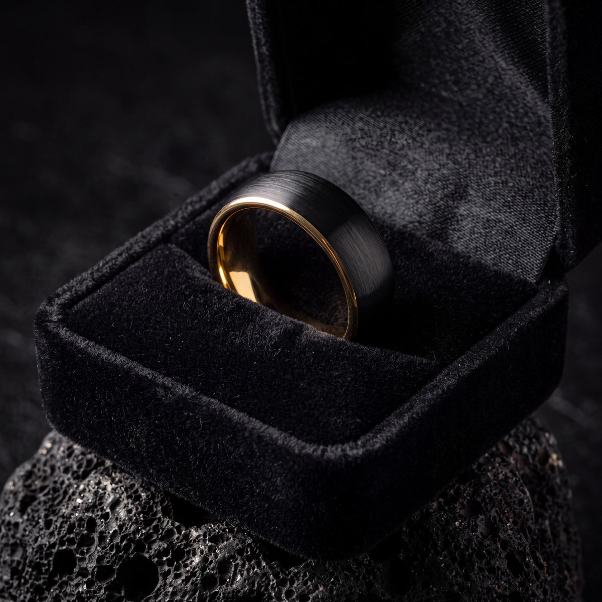 Wedding Ring,Mens Wedding Band Tungsten,Wedding Engagement Rings,Wedding Bands Set His and Hers,Chunky Gold Jewelry,Black Promise Ring Set,8