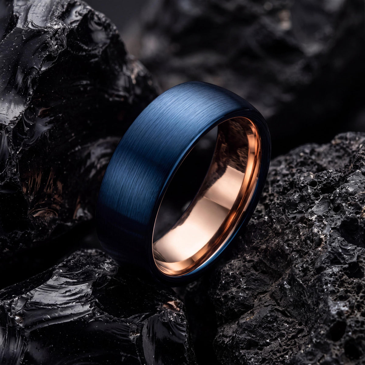 Mens Wedding Band Tungsten,Matching Wedding Bands His and Hers,Wedding Rings Women Unique,Rose Gold Wedding Ring Set Women,Mens Rings Blue,8