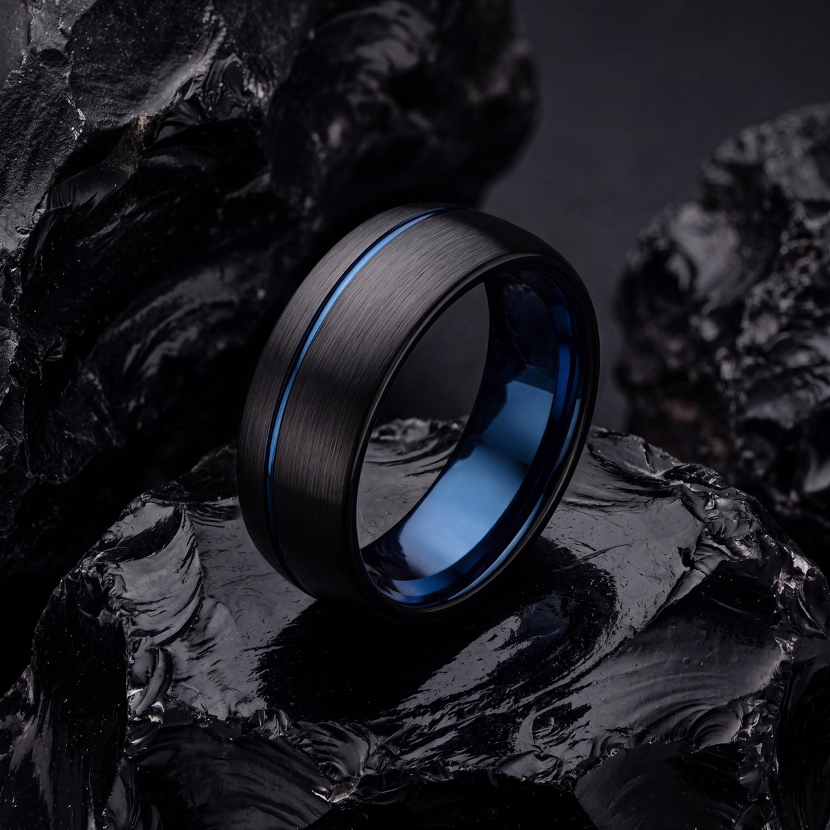 Tungsten Wedding Band,Mens Wedding Band Tungsten,Unique Wedding Bands,Wedding Bands Women Curved,Black Wedding Band Women,Mens Rings Blue,10