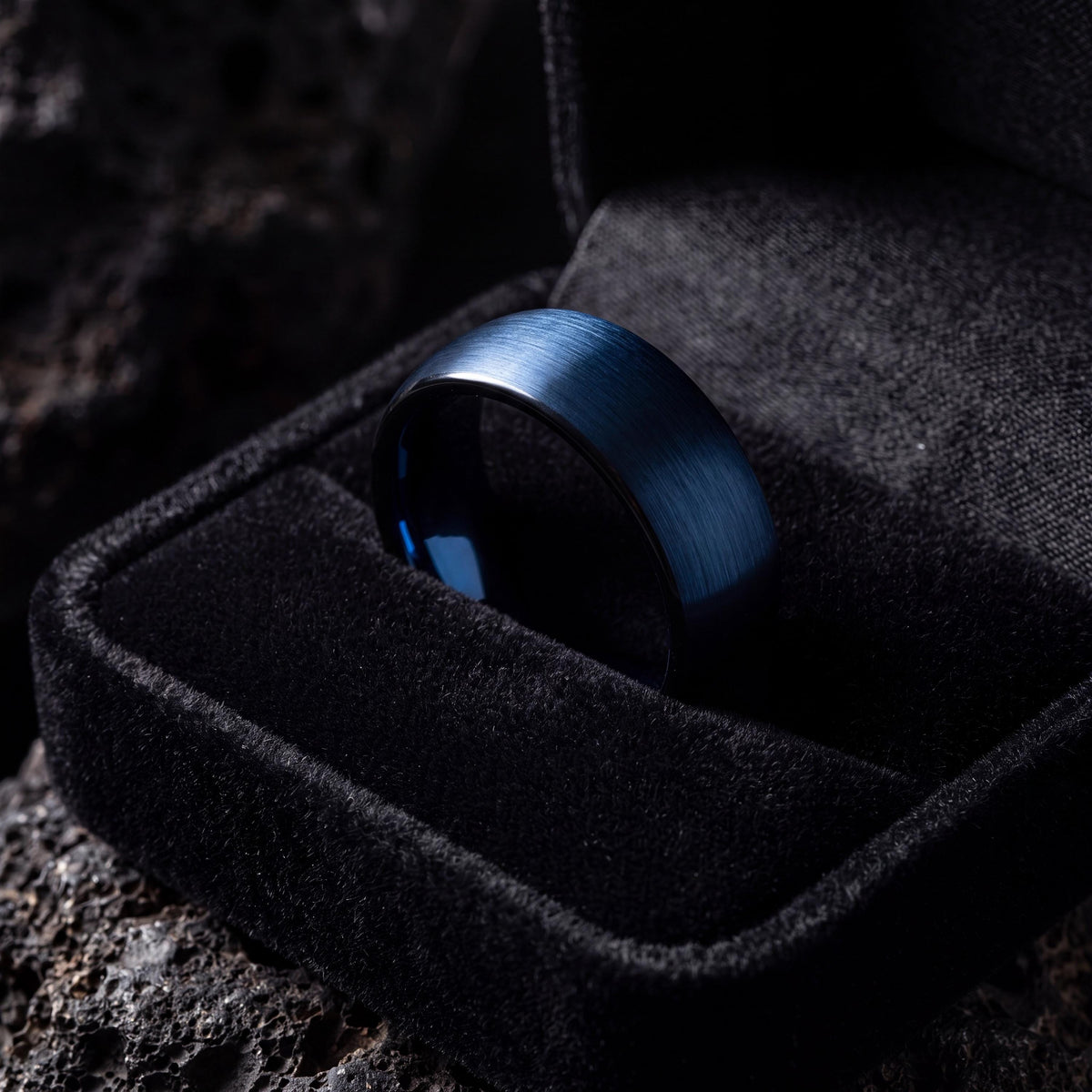 Tungsten Wedding Band,Mens Wedding Band Tungsten,Wedding Ring Set His and Hers,Two Tone Wedding Band Set,Mens Wedding Band Black,Blue Ring,8