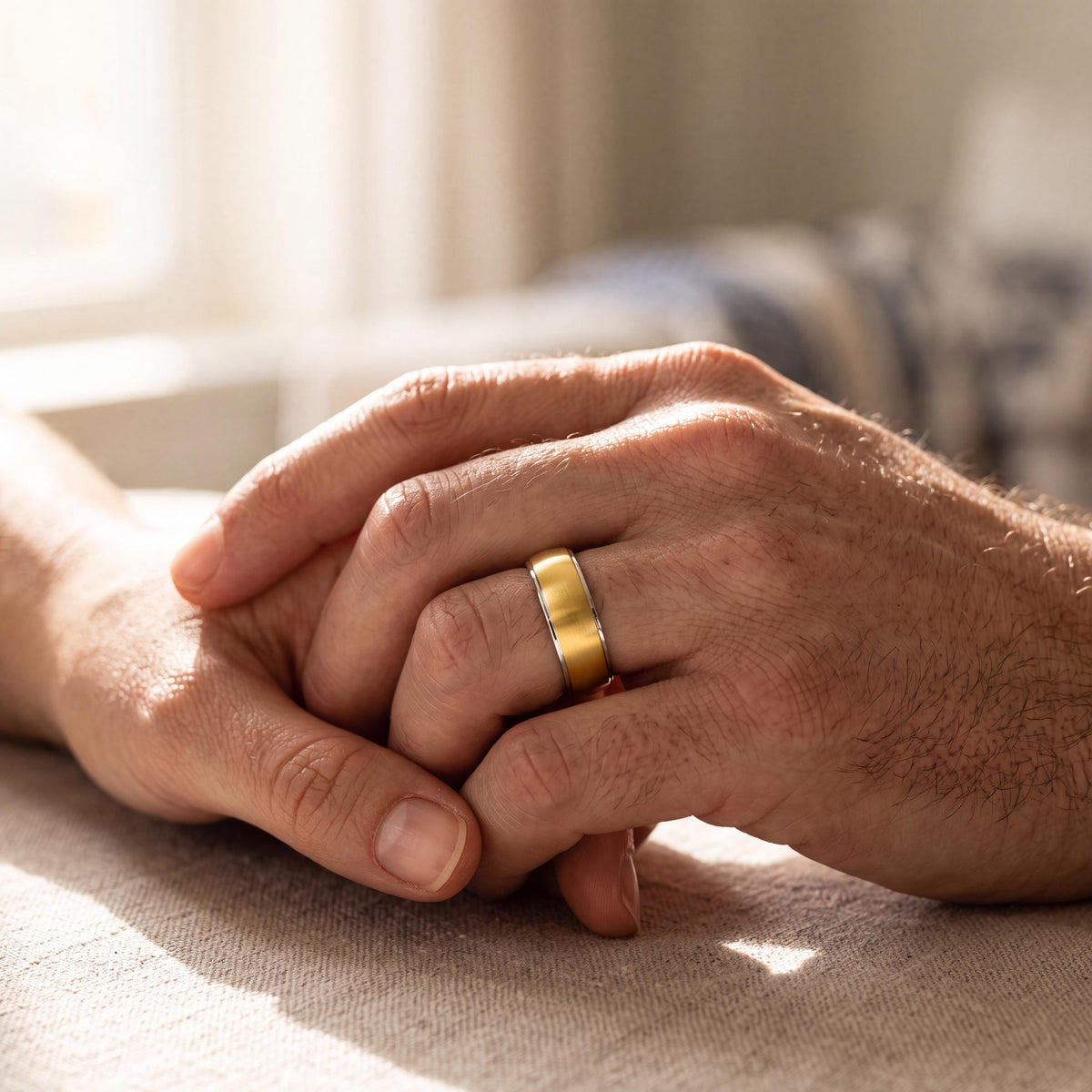 Matching Wedding Bands His and Hers,Minimalist Wedding,Statement Rings Dome Ring Gold Dome Ring,Mens Gray Tungsten Ring,Silver and Gold Ring