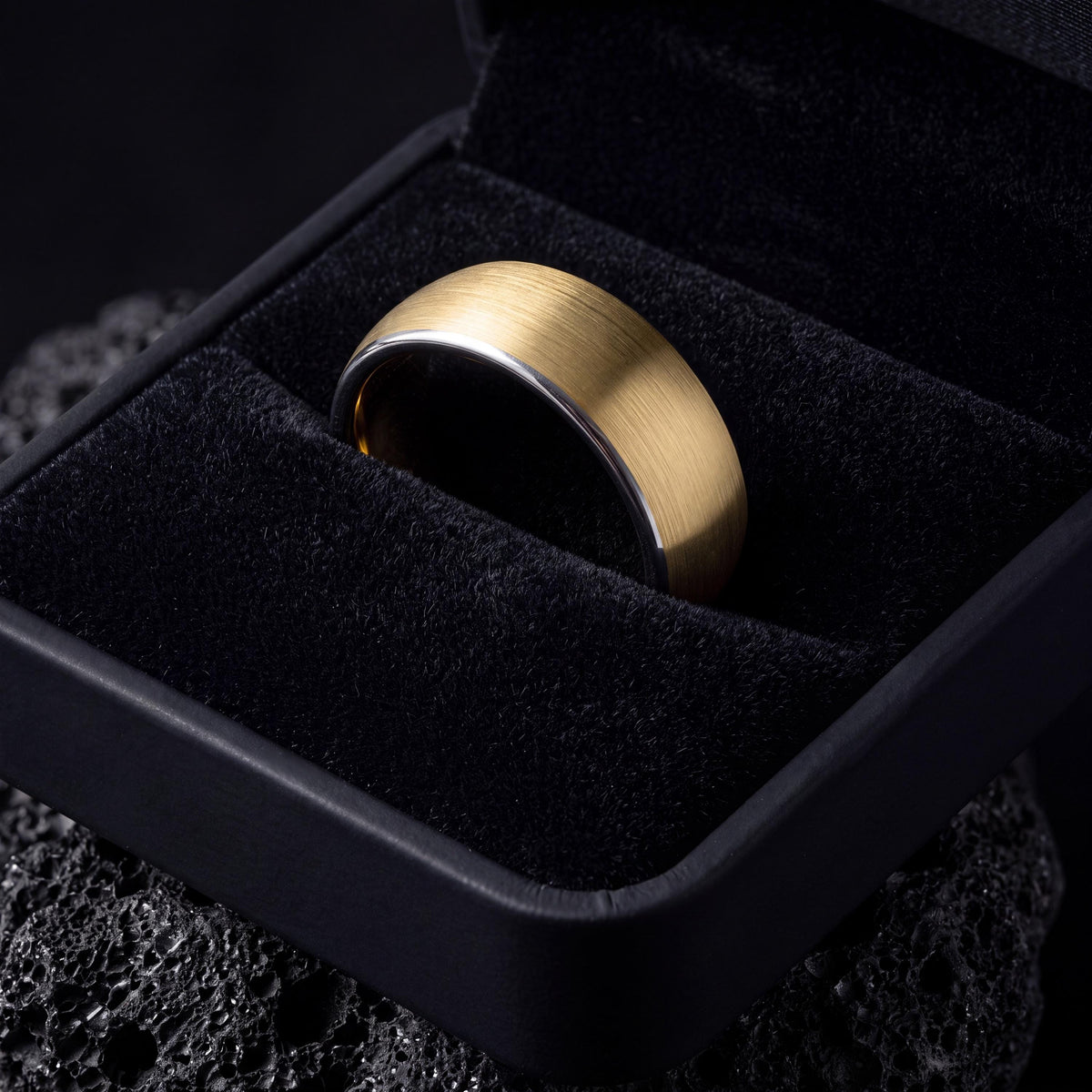 Matching Wedding Bands His and Hers,Minimalist Wedding,Statement Rings Dome Ring Gold Dome Ring,Mens Gray Tungsten Ring,Silver and Gold Ring