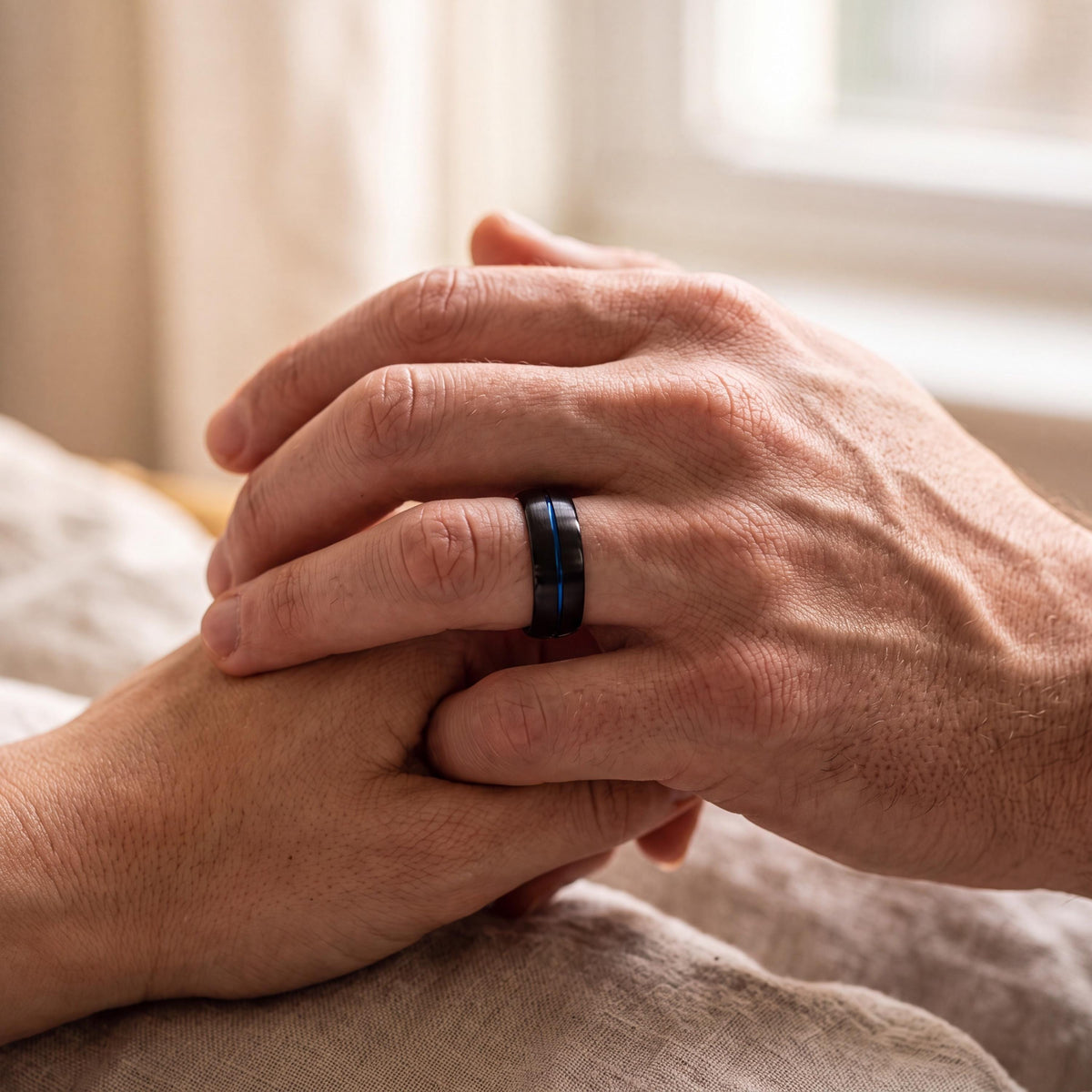 Tungsten Wedding Band,Mens Tungsten Wedding Band,Unique Wedding Bands,Womens Wedding Ring,Mens Wedding Band Black,Dainty Blue Ring Stackable
