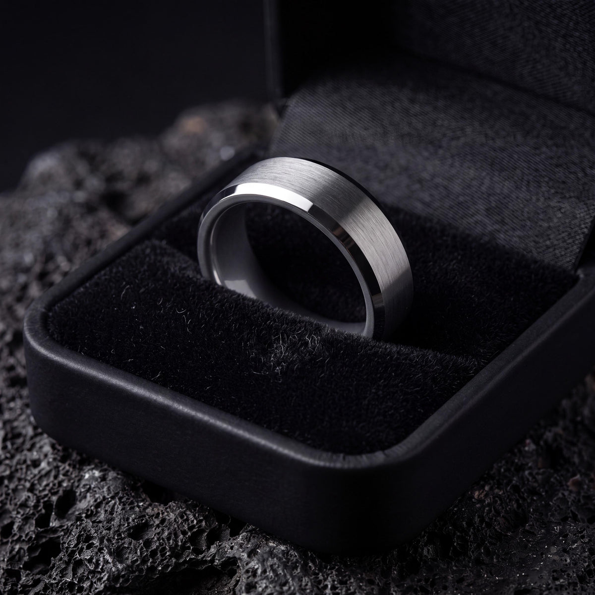 Mens Wedding Band Silver | Gray Tungsten Ring Men | Anniversary Gift For Girlfriend | Couple Ring Set | Engagement Gift | Thank You Gift