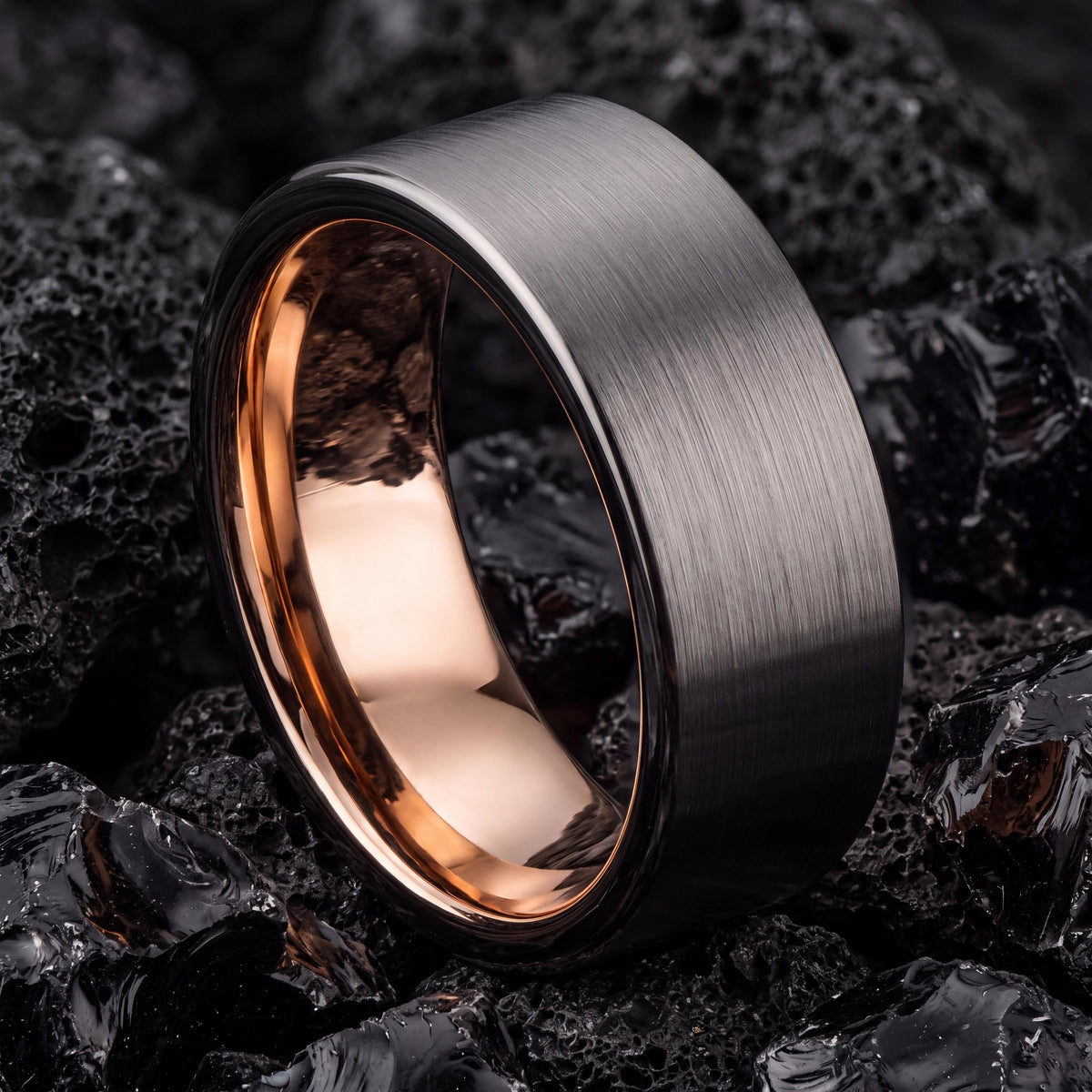 Mens Tungsten Wedding Band,Matching Wedding Bands His And Hers,Weddingband,Male Wedding Band Gunmetal 4mm,Rose Gold Wedding Ring Set Women,1