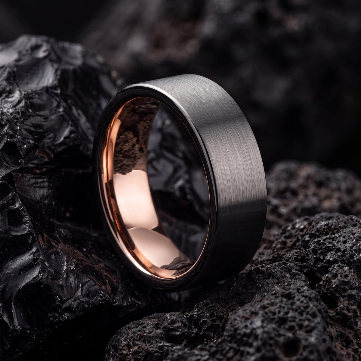 Mens Tungsten Wedding Band,Matching Wedding Bands His And Hers,Weddingband,Male Wedding Band Gunmetal 4mm,Rose Gold Wedding Ring Set Women,1