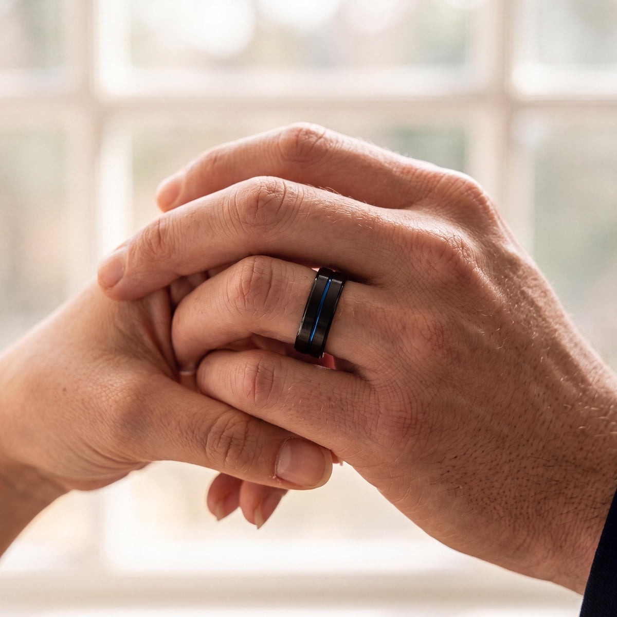 Mens Wedding Band,Mens Tungsten Wedding Band,Mens Wedding Rings,Mens 6Mm Two Tone Wedding Band,Black Wedding Ring,Dainty Blue Ring Stackable