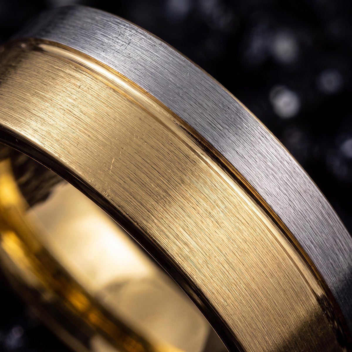 Tungsten Wedding Band, 18k Gold & Silver Plated, Comfort Fit
