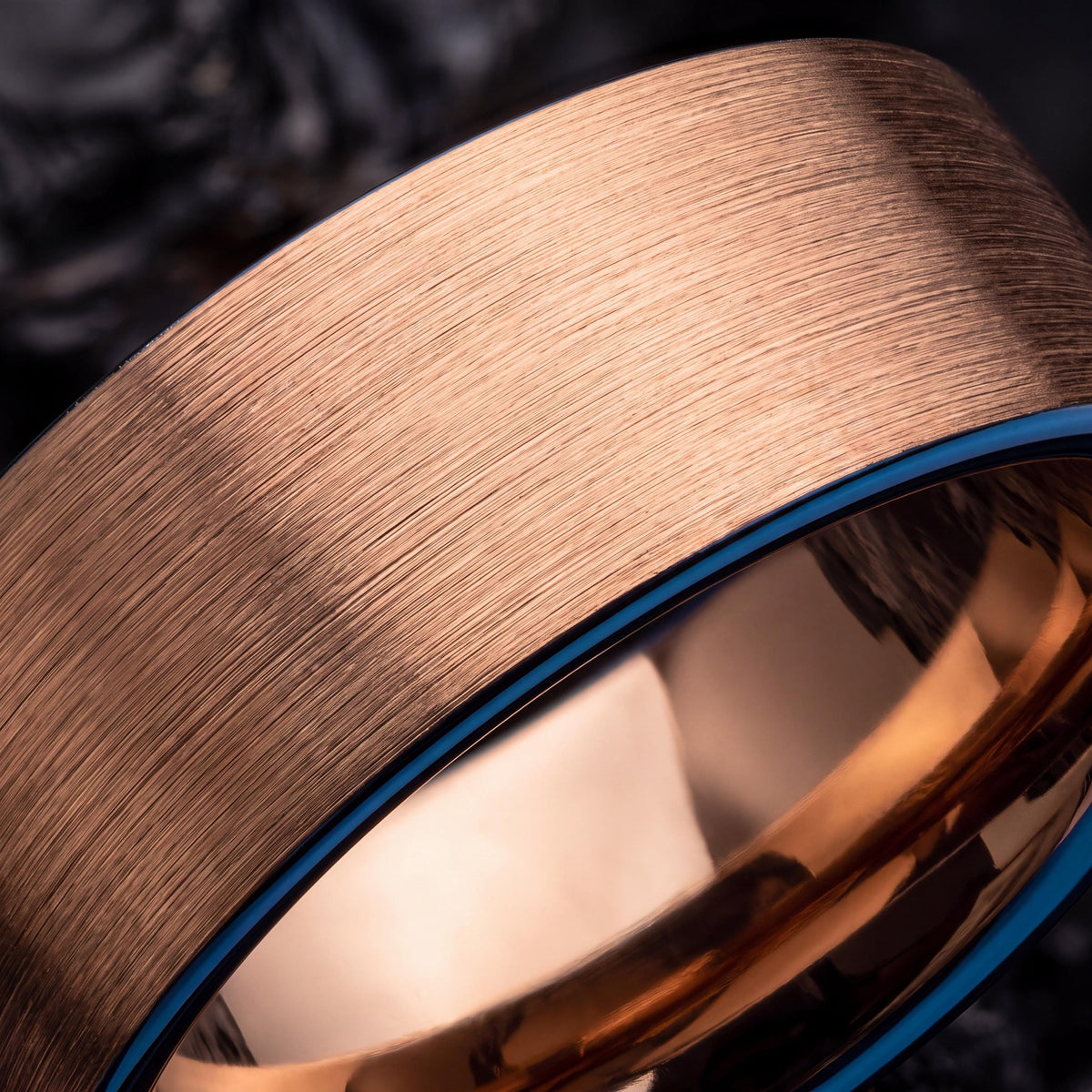 Tungsten Wedding Band,Mens Tungsten Wedding Band,Unique Wedding Bands,Mens 8Mm Two Tone Wedding Band,Rose Gold Engagement Ring,Royal Blue,10